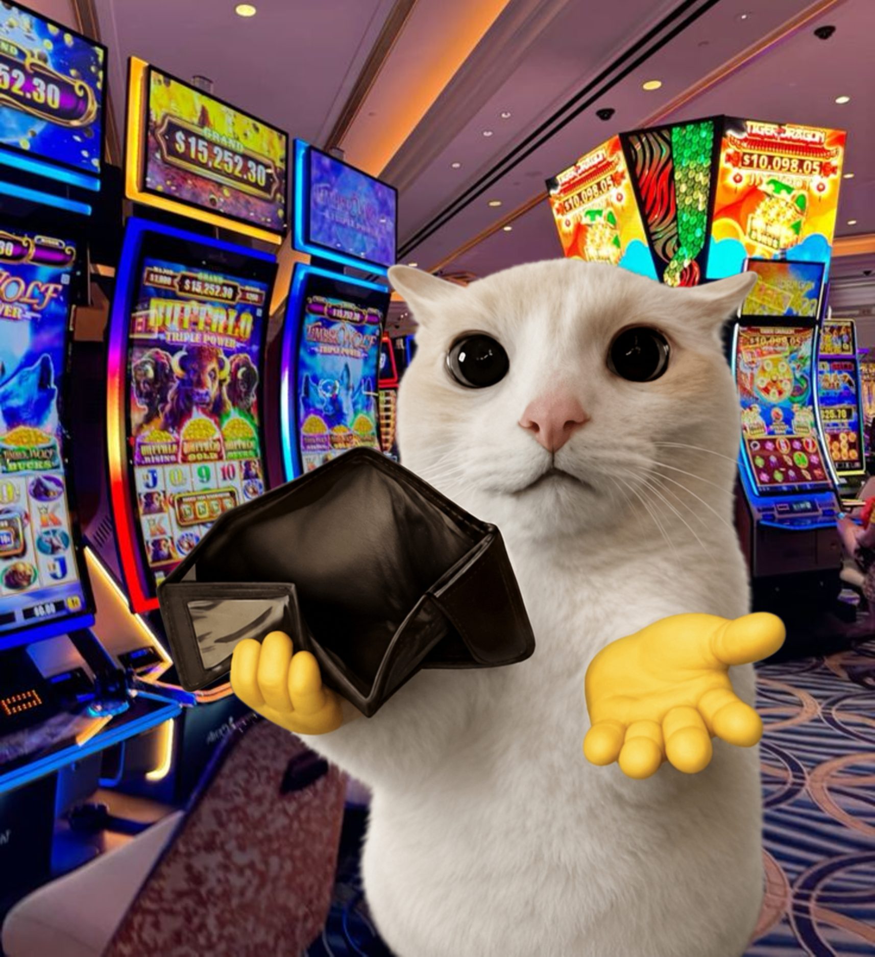 Broke Cat on the casino floor