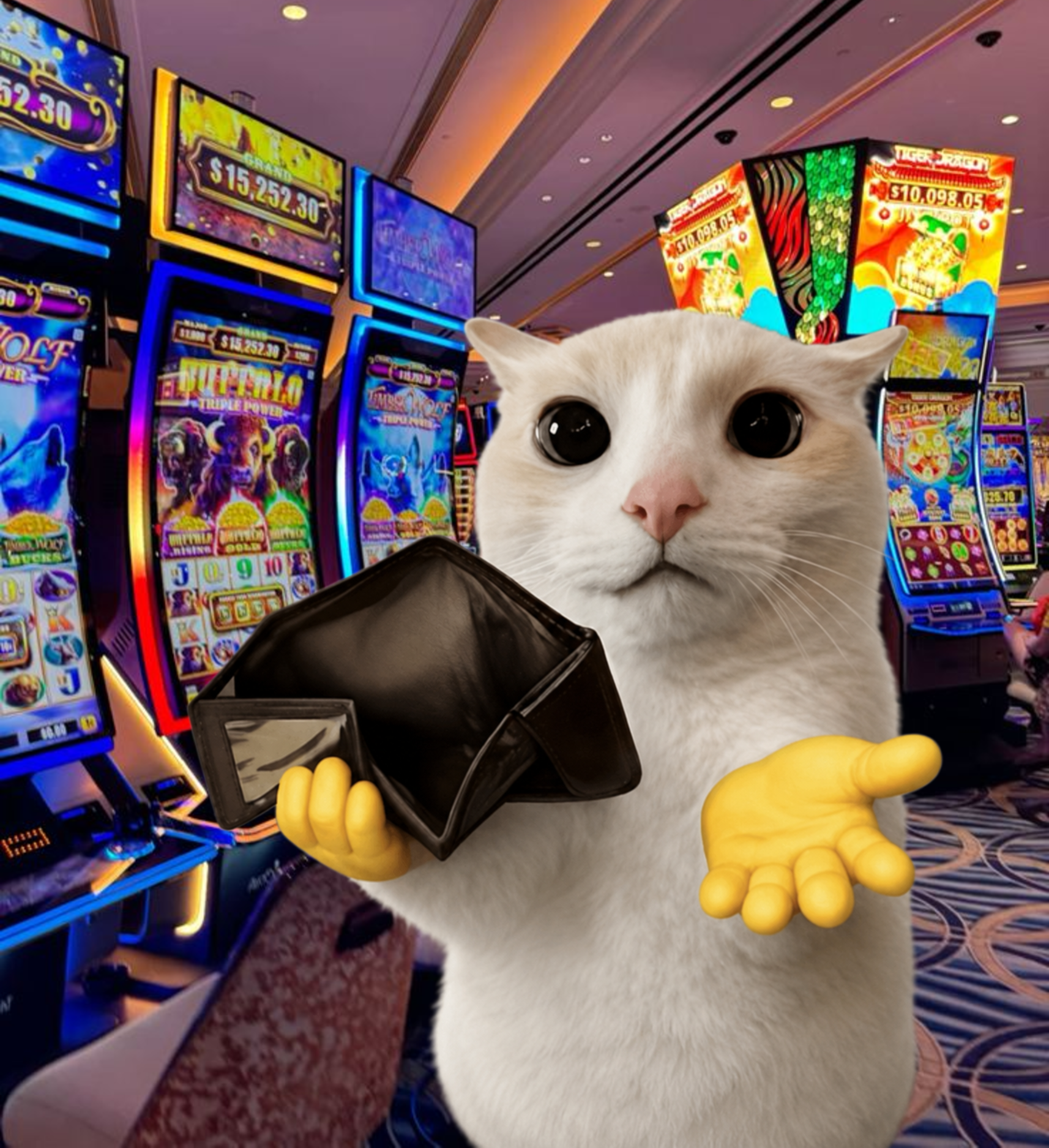 Broke Cat on the casino floor